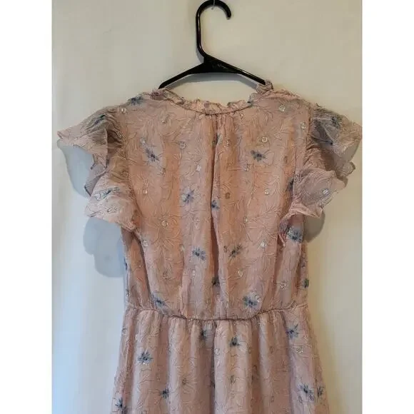 Rebecca Taylor Womens Babydoll Dress Mini Size XS Floral Silk Pink Blue Coquette - Picture 12 of 12